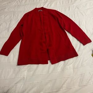 JM Collection Vibrant Red Open Front Cardigan - Preowned